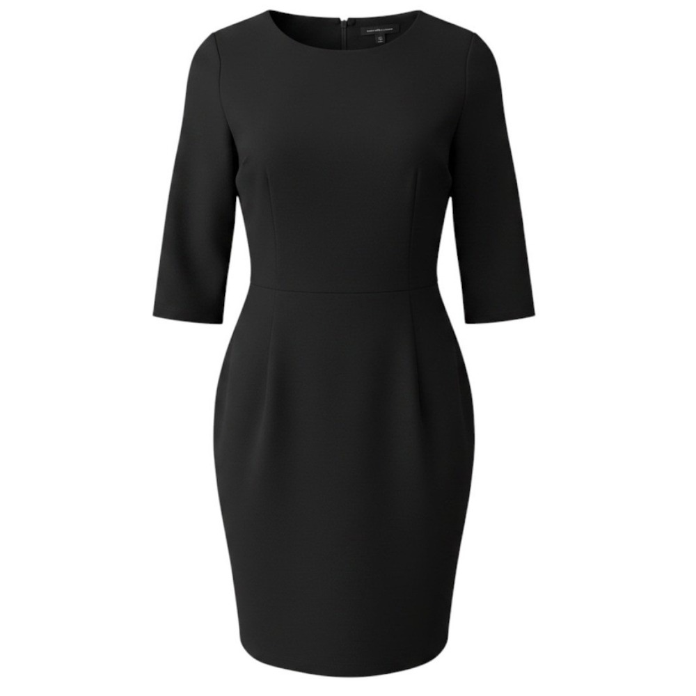 Banana Republic Women's Black Bi-Stretch 3/4 Sleeve Sheath Dress Size 8